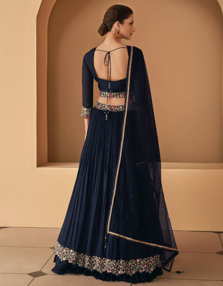 Awesome Wine Color Soft Net New Designer Long Top Indo-Western Lehenga Suit