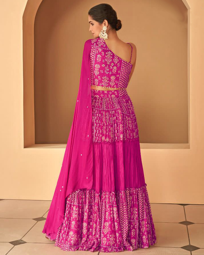 Designer Hot Pink Indo Western Wedding Dress