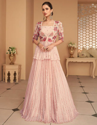 Designer Mandys Pink Indo Western Wedding Dress