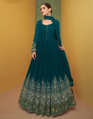 Traditional Designer Gown with Dupatta Color Firefly