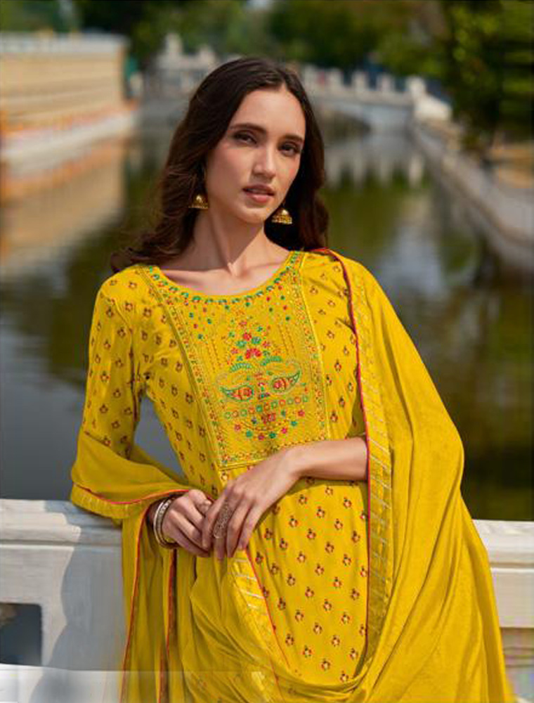Buy Designer Suits - Yellow Multi Embroidered Traditional Lehenga Kurti At  Hatkay