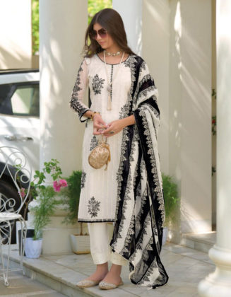 Noor Ready to Wear Designer Suit with Fancy Embroidery White