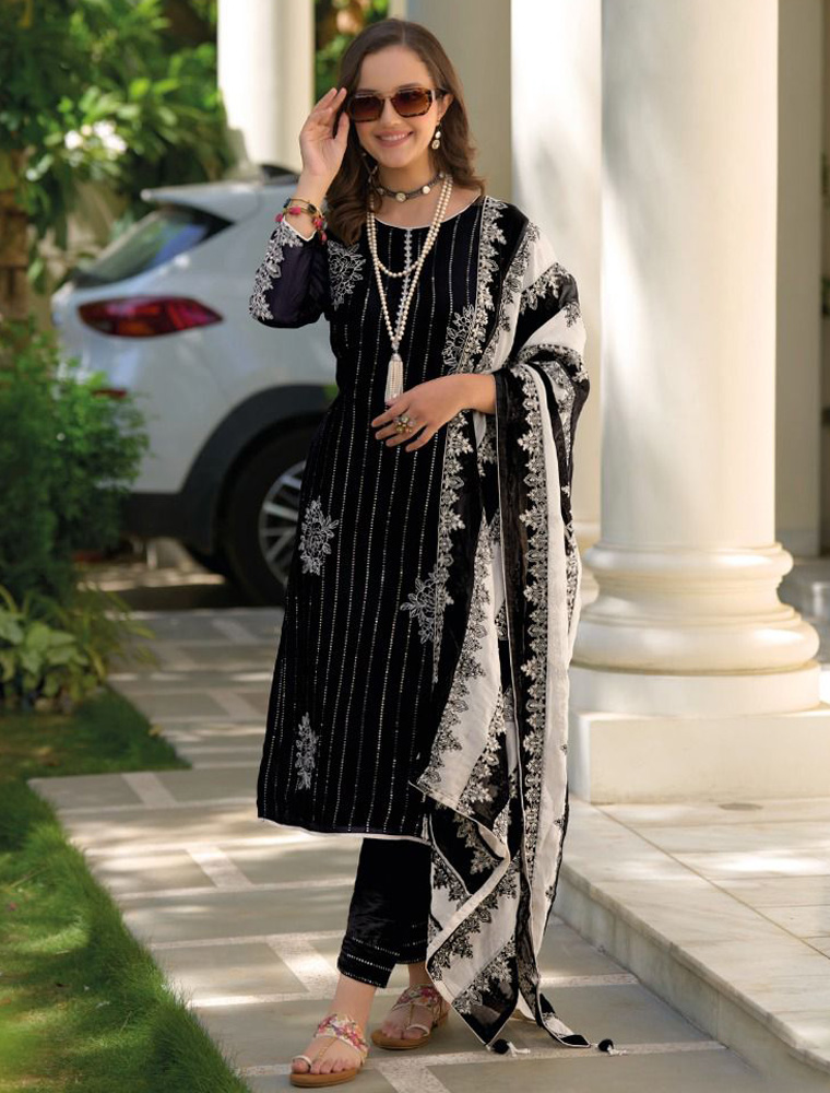 Noor Ready To Wear Designer Suit With Fancy Embroidery Black
