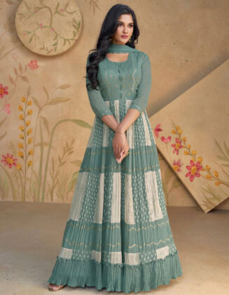 Vanilla Party Wear Gown with Dupatta