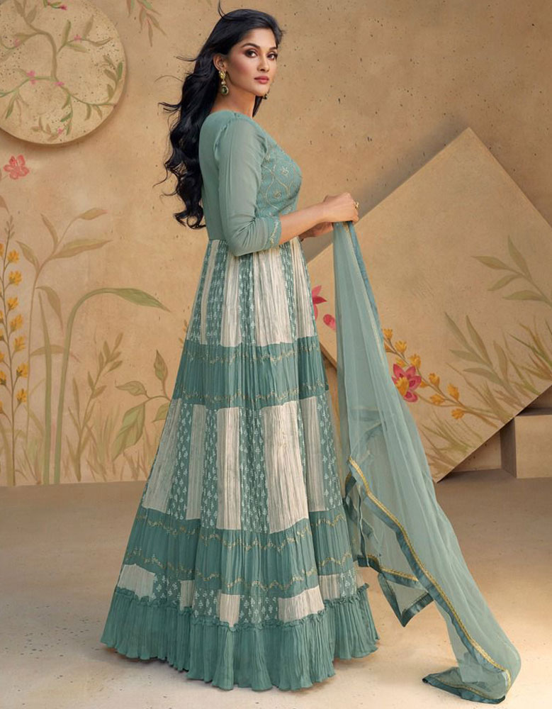 Vanilla Party Wear Gown with Dupatta