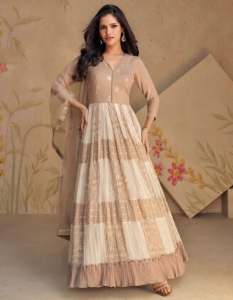 Vanilla Party Wear Gown with Dupatta