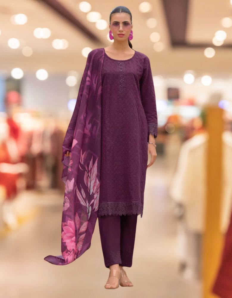 Wine Summer Special Kurti With Pant & Dupatta