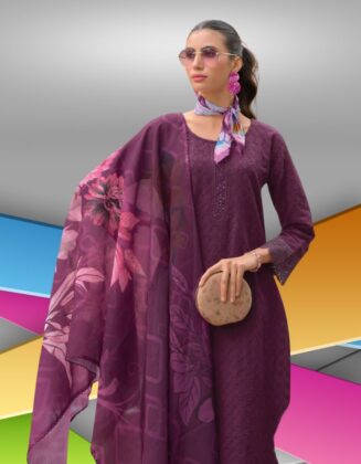 Wine Summer Special Kurti With Pant & Dupatta