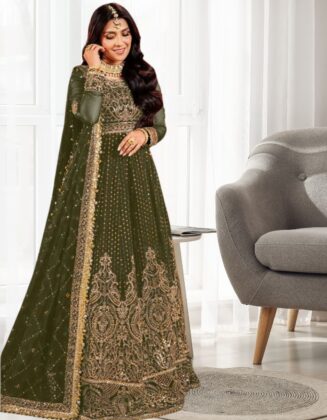 Designer Anarkali Party Dress Embroidered With Moti D2