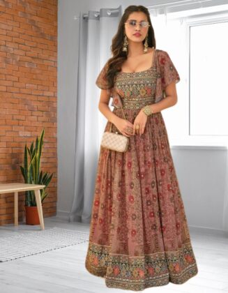 Premium Anarkali Designer Dress Cocoa