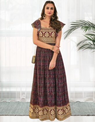 Premium Anarkali Designer Dress Congo Brown