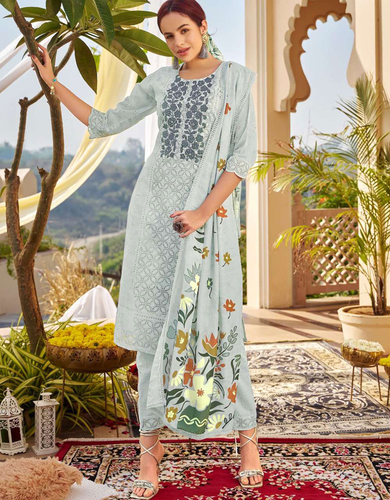 Chikan Handwork Cambric Cotton Suits Nebula