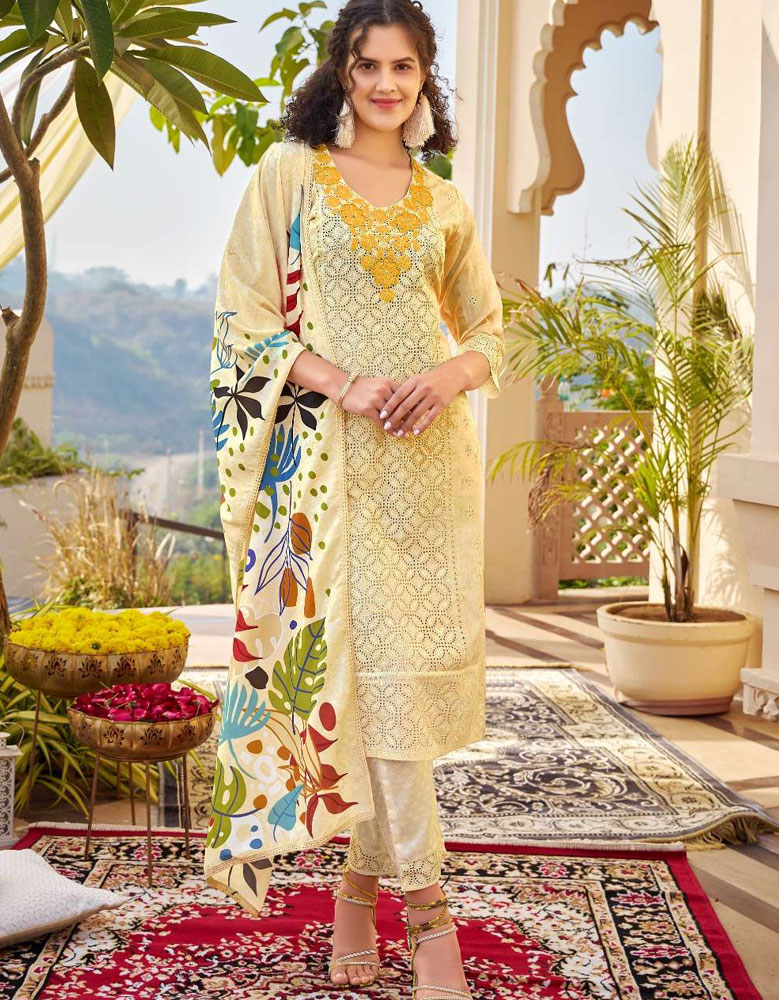 Chikan Handwork Cambric Cotton Suits Tacao