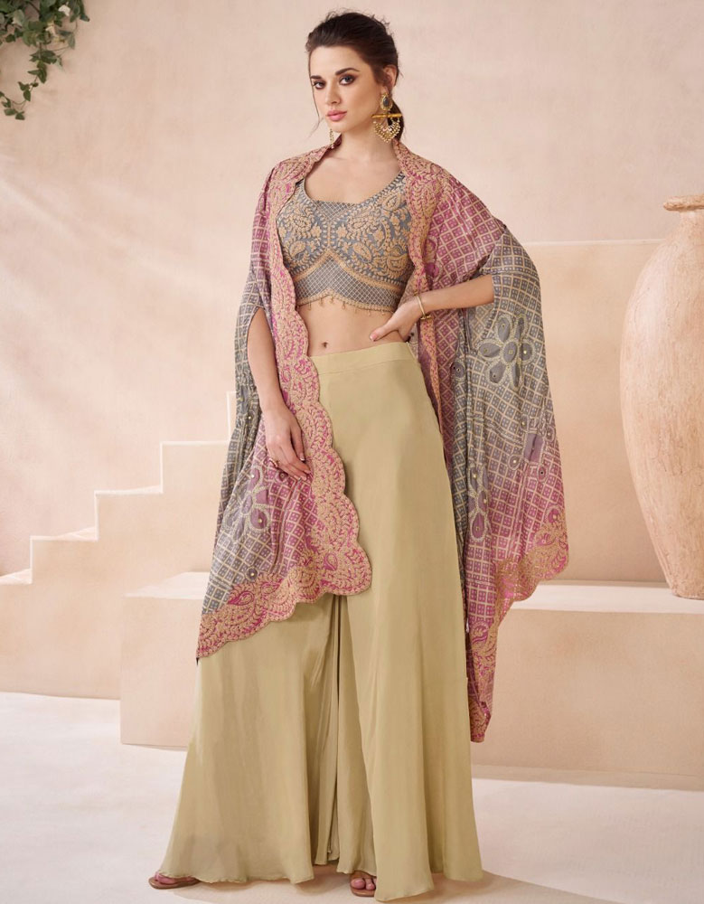 Party Wear Indo-Western Shrug Dress Blush