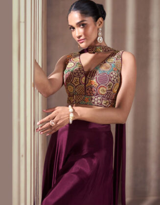 Party Wear Designer Outfit Wine Berry