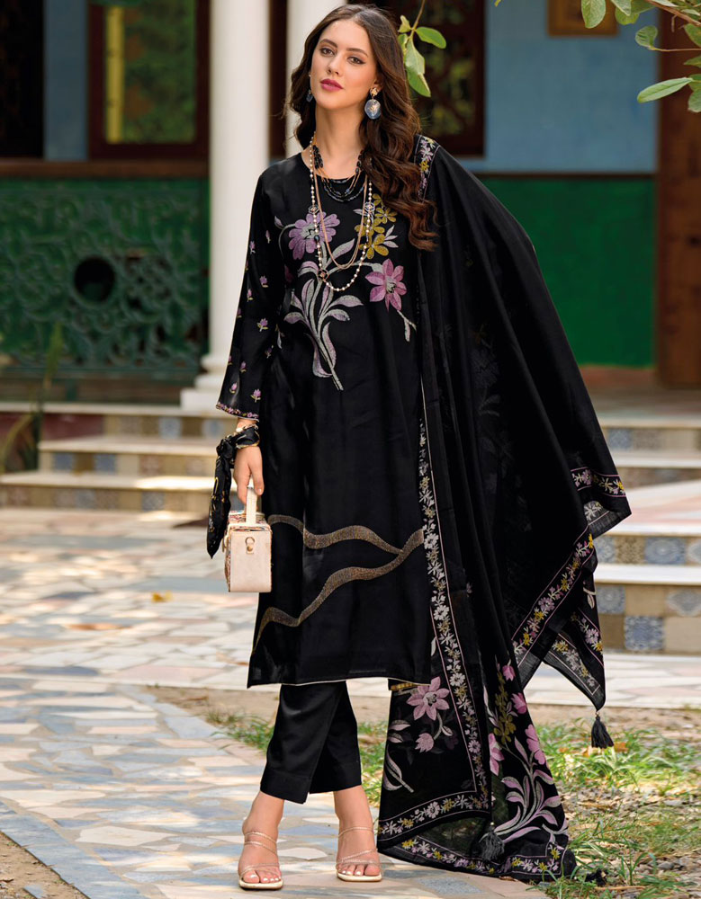 Designer Embroidered Viscose Suit D4