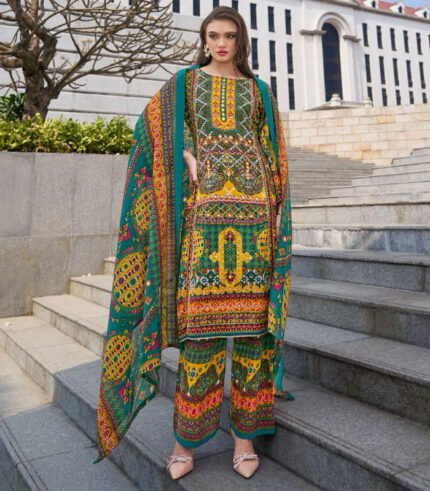 Brass Viscose Rayon Digital Print Suit