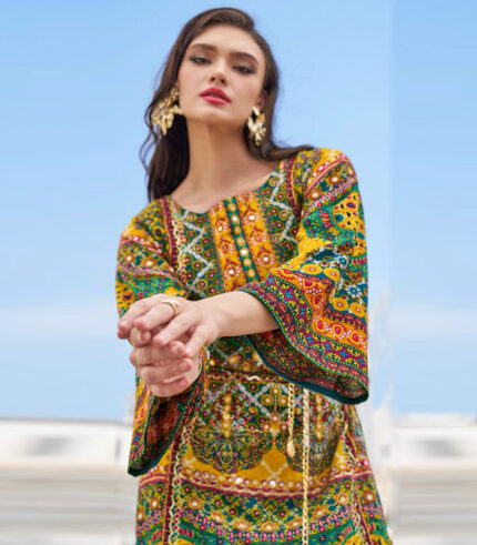 Brass Viscose Rayon Digital Print Suit