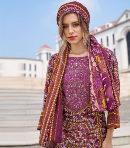 Coral Viscose Rayon Digital Print Suit