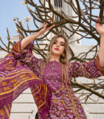 Coral Viscose Rayon Digital Print Suit