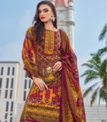 Merlot Viscose Rayon Digital Print Suit
