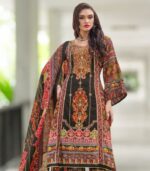 Mocha Viscose Rayon Digital Print Suit