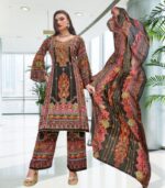 Mocha Viscose Rayon Digital Print Suit