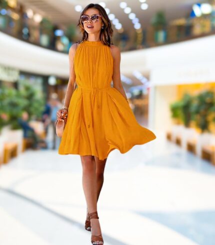 Golden Breeze Summer Designer Dress