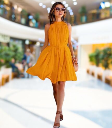 Golden Breeze Summer Designer Dress