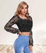 Noir Elegance Embroidered Top