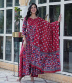 Premium Pure Cotton Kurti Set Red