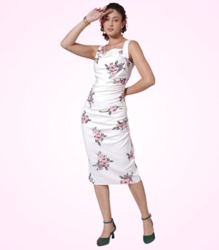 Trendy Summer Midi Dress with Floral Print